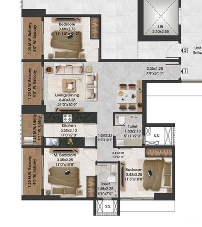 3.5 BHK Floor Plan